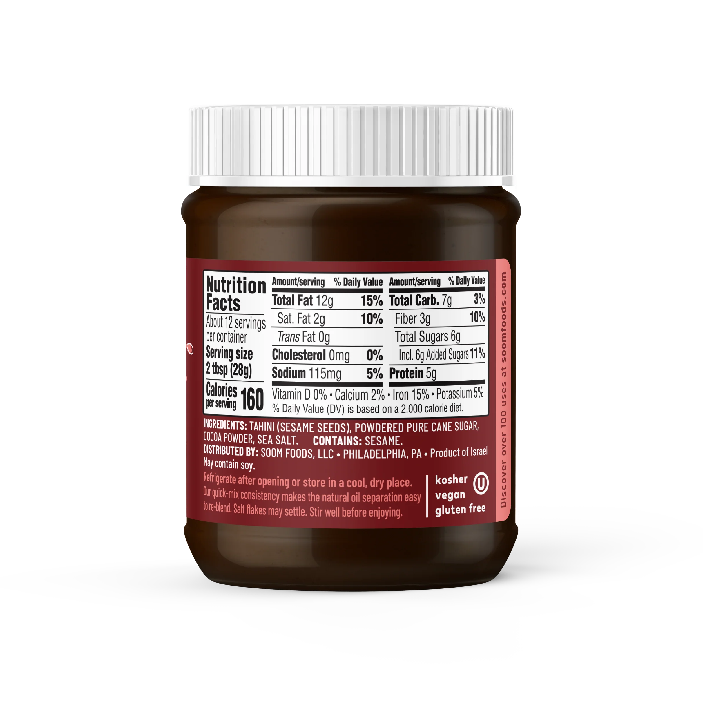 Soom Dark Chocolate Tahini with Sea Salt - Image 3